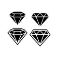 A set of diamonds in a flat style. Abstract black diamond collection icons. Linear outline sign. Vector icon logo design diamonds. Royalty Free Stock Photo