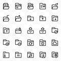 Outline icons for file and folder. Royalty Free Stock Photo