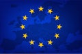 European Union flag, EU flag over the map of Europe Royalty Free Stock Photo