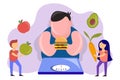 Nutrition theme. Unhealthy diet, eating junk food, having high cholesterol and health problem. Royalty Free Stock Photo