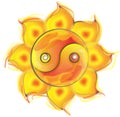 Cute sun, sun with the yin yang symbol