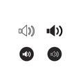 Speaker icon, sound symbols, volume up button signs
