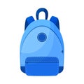 Vector illustration of a blue backpack in cartoon style. Isolated on white background Royalty Free Stock Photo