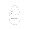 Easter egg silhouette one line drawing on white background, vector illustration Royalty Free Stock Photo