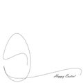 Easter egg silhouette one line drawing on white background, vector illustration Royalty Free Stock Photo