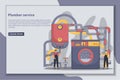 Vector illustration Plumber service landing page Royalty Free Stock Photo