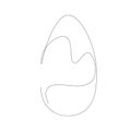 Easter egg silhouette on white background one line drawing, vector illustration Royalty Free Stock Photo
