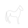 Horse animal silhouette one line drawing on white background vector illustration Royalty Free Stock Photo