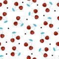Seamless patterns with cherries on awhite background. Royalty Free Stock Photo