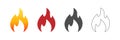 Fire flame icon set. Flat fire symbol collection. Royalty Free Stock Photo