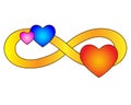 Infinity sign with three hearts - vector full color illustration. Eternal love symbol for Valentine`s Day, polyamory symbol. Love Royalty Free Stock Photo