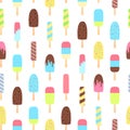 Ice cream seamless pattern in flat style.  Sweets and desserts wallpaper. Royalty Free Stock Photo
