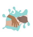 Multiracial group with black african American Caucasian and Asian hands holding each other wrist in tolerance unit Royalty Free Stock Photo