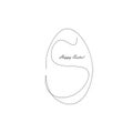 Easter egg silhouette one line drawing on white background, vector illustration Royalty Free Stock Photo