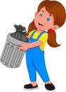 Cute girl is taking out the trash Royalty Free Stock Photo