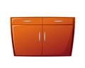 Vector wardrobe in cartoon style. Wooden chest of drawers