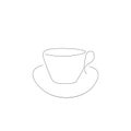 Cup of tea on white background silhouette one line drawing, vector illustration Royalty Free Stock Photo
