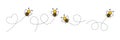 Bee icon set. Bee flying on a dotted route. Vector illustration Royalty Free Stock Photo