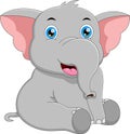 Cute baby elephant cartoon on a white background Royalty Free Stock Photo
