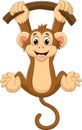 Cartoon monkey hanging on a tree Royalty Free Stock Photo