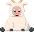 Cartoon sheep sitting and smiling pose