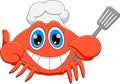 Cartoon chef crab holding spatula Royalty Free Stock Photo