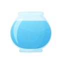 Vector illustration of an empty aquarium with water in cartoon style. Fishbowl