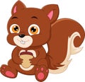 Cartoon squirrel waving both hands and smiling Royalty Free Stock Photo