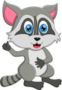 Cute raccoon cartoon waving