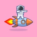 Cute Astronaut glide on rocket cartoon Royalty Free Stock Photo