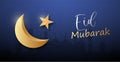 Decorative eid mubarak islamic banner with crescent moon Free Vector