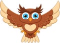 Cartoon owl flapping wings and smiling