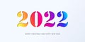 Happy New Year 2022 banner in paper cut style for seasonal holidays flyers, greetings and invitations Royalty Free Stock Photo
