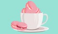 pink macaroons in a cup