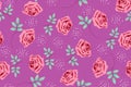 Abstract spring flower pattern. Seamless pattern design for wrapping paper, stationery, textiles. Roses on a blue background . Royalty Free Stock Photo