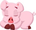 Cartoon baby pig sleeping Royalty Free Stock Photo