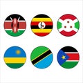 East African Community EAC Flag Vector Circle Icon Set. Royalty Free Stock Photo