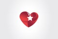Love stars logo icon. Heart and shooting stars shape in logo concept