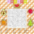 Word search puzzle about fruits. Educational game for learning English words. Kawaii crossword for kids.