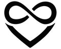 Heart and infinity - polyamory sign - vector silhouette illustration for logo, icon or pictogram. A sign of heart and infinity, en Royalty Free Stock Photo