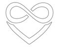 Heart and infinity - polyamory sign - vector linear illustration for coloring pages, icons or pictograms. Outline. A sign of heart