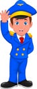 Cartoon boy wearing pilot costume waving Royalty Free Stock Photo