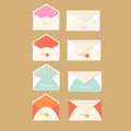 Set of envelopes. Envelopes for sending letters. Envelope for sending. Flowers background. minimalism.
