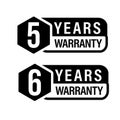 5 year warranty icon, 6 year warranty stamp set Royalty Free Stock Photo