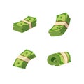 Money in bundles bank notes flat design.