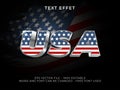 Editable text effect america flag pattern. Royalty Free Stock Photo