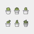 Set of colorful cactus. Exotic and Tropical Plants - Cacti for design on white background.