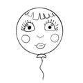 Girl, balloon for children`s holidays, balloon print, birthday picture print, birthday card, birthday coloring book, textile print