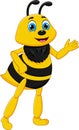 Cartoon bee posing standing and waving Royalty Free Stock Photo