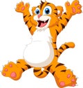 Cartoon funny tiger pose and smile Royalty Free Stock Photo